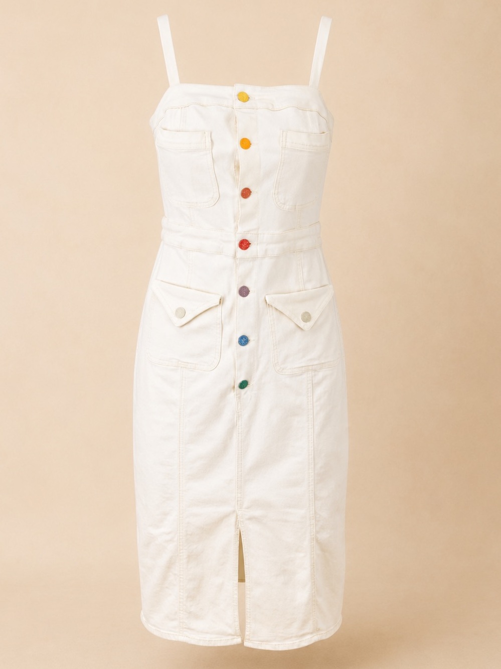MOTHER To The Point Button Front Denim Dress In Taste The Rainbow Size S - Picture 6 of 14